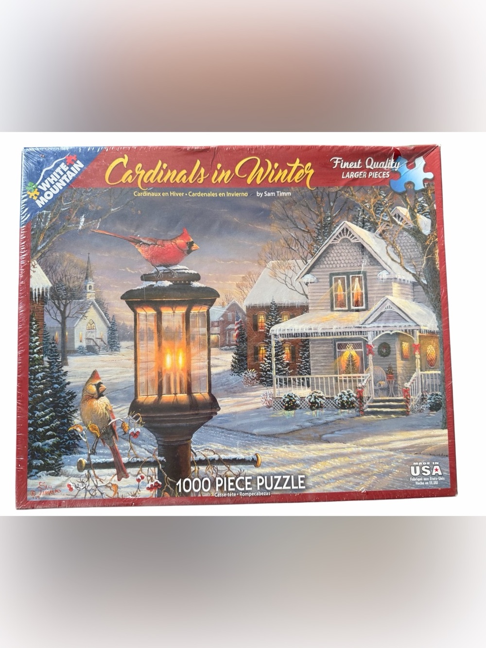 NEW White Mountain Cardinals in Winter Holiday Winter Puzzle 1000pcs